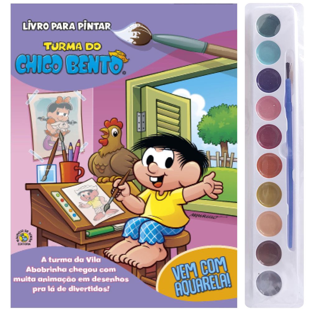 Turma da Mônica Livro para Pintar com Aquarela - Chico Bento - umlivro