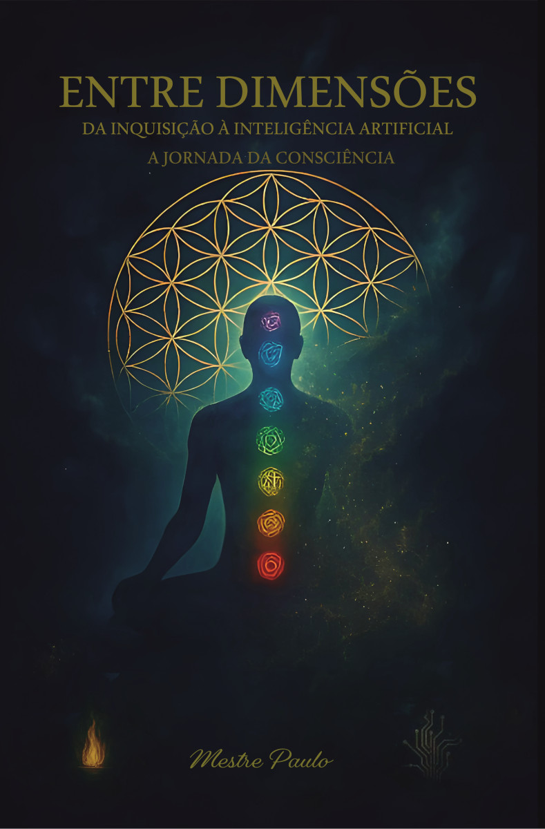 Capa do livro Entre Dimensões Da Inquisição à Inteligência Artificial - A Jornada da Consciência