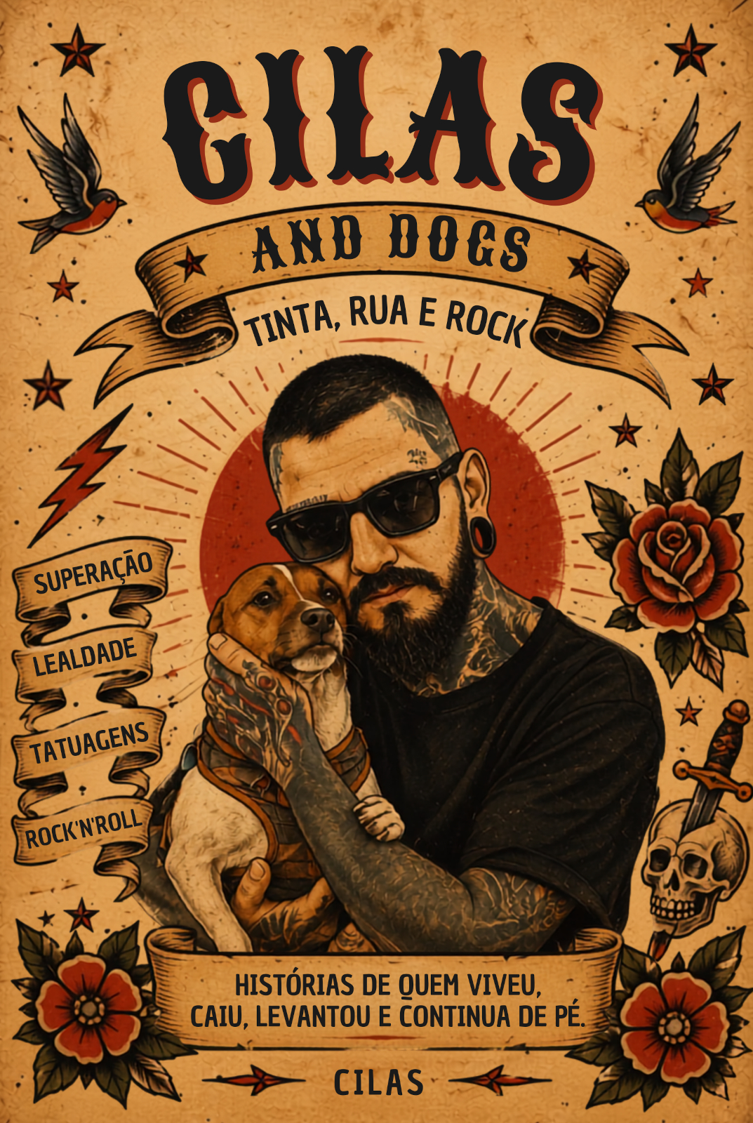 Capa do livro Para Cilas and Dogs — Tinta, Rua e Rock