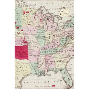 Partial-19th-century-map-notebook-showing-the-location-of-the-Indian--Native-American--Tribes-within-the-United-States---A-Poetose-Notebook---Journal---Diary--100-pages-50-sheets-